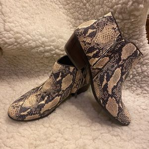 Snakeskin booties